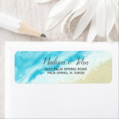 Bokeh Waterverf Modern Beach Wedding Etiket (Insitu)