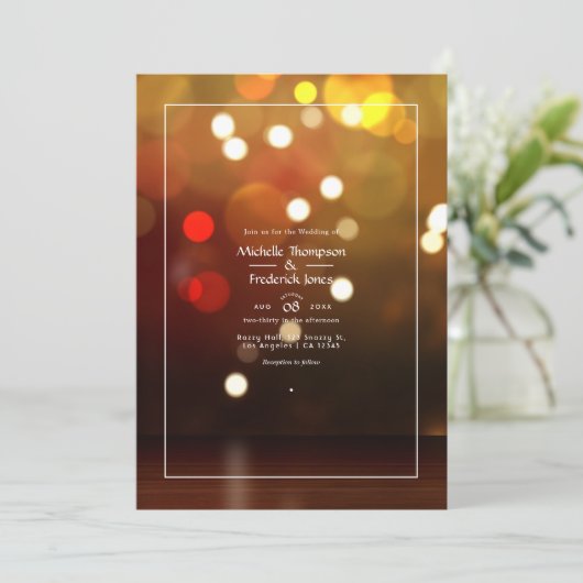Bokeh Wedding Uitnodiging (Staand voorkant)