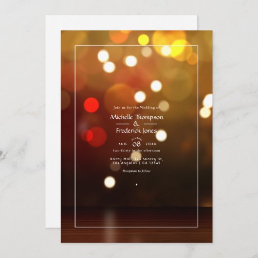 Bokeh Wedding Uitnodiging (Voorkant / Achterkant)