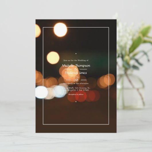 Bokeh Wedding Uitnodiging (Staand voorkant)