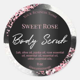 Bokeh wit zwart roze glitter body scrub labels