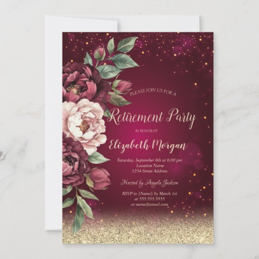Bokeh Witte Bourgondische Rozen Rood Pensioen Kaart (Voorkant)