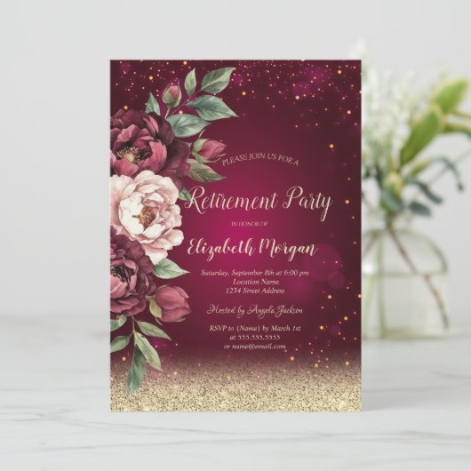 Bokeh Witte Bourgondische Rozen Rood Pensioen Kaart (Staand voorkant)