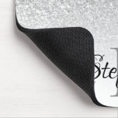 Bokeh Zilver Grijs Glitter Wit Ombre Monogram Muismat (Hoek)