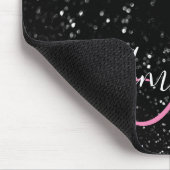 Bokeh Zwart Glitter Roze en Witte Monogram Muismat (Hoek)