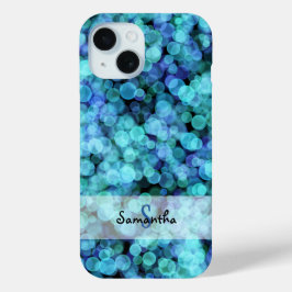 Bokehlichten in tinten blauw iPhone 15 case