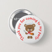 Bokende Beer Birthday Party "Bedankt voor je komst Ronde Button 5,7 Cm (Voorkant /achterkant)