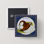 Bokhara tijdens de ronde vierkante button 5,1 cm (Voorkant /achterkant)