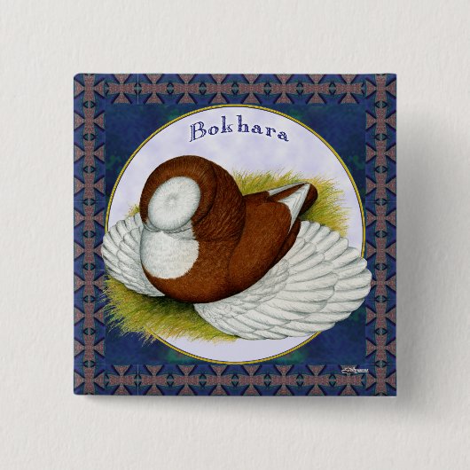 Bokhara tijdens de ronde vierkante button 5,1 cm (Voorkant)