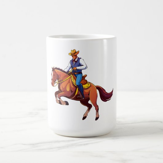 Bokkend paard met de man koffiemok (Center)