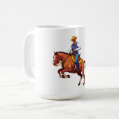 Bokkend paard met de man koffiemok (Voorkant links)