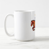 Bokkend paard met de man koffiemok (Links)