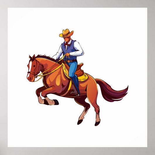 Bokkend paard met de man poster (Voorkant)