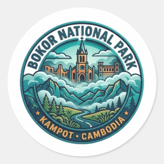 BOKOR NATIОНАAL PARK RONDE STICKER (Voorkant)