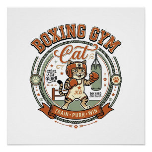 Boks Gym Kat Boks Gym Kat Vintage Vector Kunst S Perfect Poster