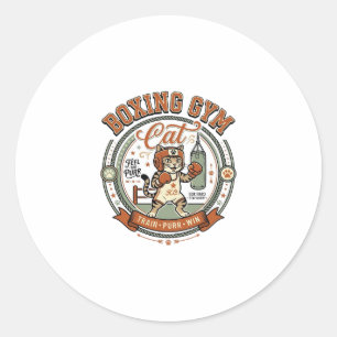 Boks Gym Kat Boks Gym Kat Vintage Vector Kunst S Ronde Sticker