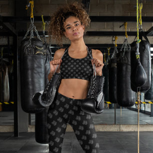 Boks handschoenen hangend patroon sport grijs zwar leggings
