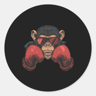 Boksaap met boks handschoenen Kickboksen Funny B Ronde Sticker