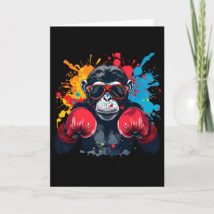 Boksaapemonce met boks handschoenen Kickboksen Fun Kaart