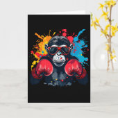 Boksaapemonce met boks handschoenen Kickboksen Fun Kaart (Gele Bloem)