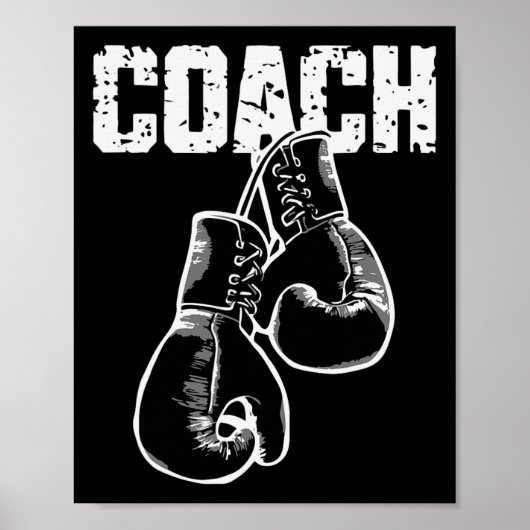 Bokscoach Kickboksen Retro Bokshandschoenen Boxer  Poster (Voorkant)