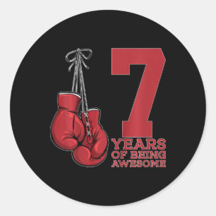 Boksen 7 jaar Geweldige Bokser 7e verjaardag Ronde Sticker