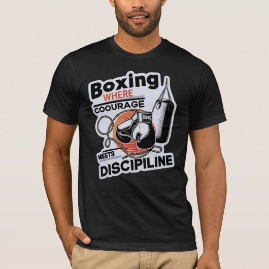 Boksen als moed en desipling elkaar ontmoeten t-shirt (Voorkant)