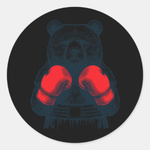Boksen Beer Vechten Boksen Liefhebber Handschoenen Ronde Sticker