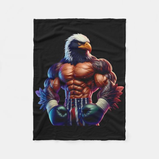 Boksen Blackhawk Bokser Kickbokser Mma Vechters Co Fleece Deken (Voorkant)