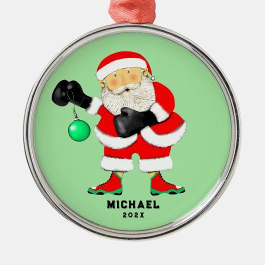 Boksen Boxer Kerstmis Collectible Metalen Ornament (Voorkant)