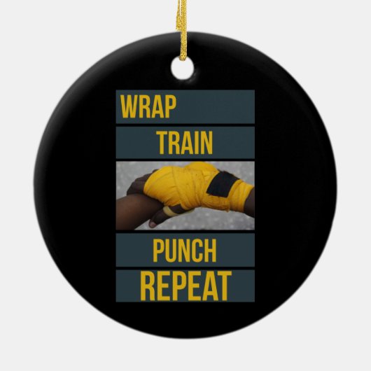 Boksen Boxer Training Quote Wrap Trein Herhalen Keramisch Ornament (Achterkant)