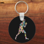 Boksen Bunny Easter Egg Paasdag Vrouwen Mannen Kin Sleutelhanger (Voorkant)