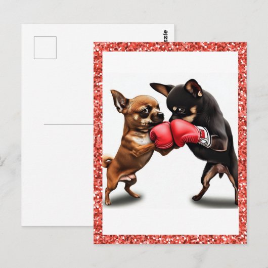 Boksen Chihuahuas Kunst Briefkaart (Voorkant / Achterkant)