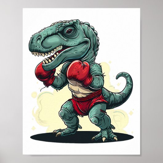Boksen Dinosaur Bokser Dino Kickboksen T-rex Bokse Poster (Voorkant)