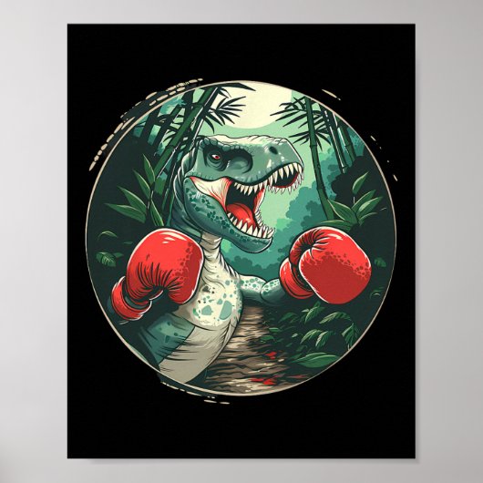 Boksen Dinosaur Boxer Dino Kickboksen T-rex Boksen Poster (Voorkant)