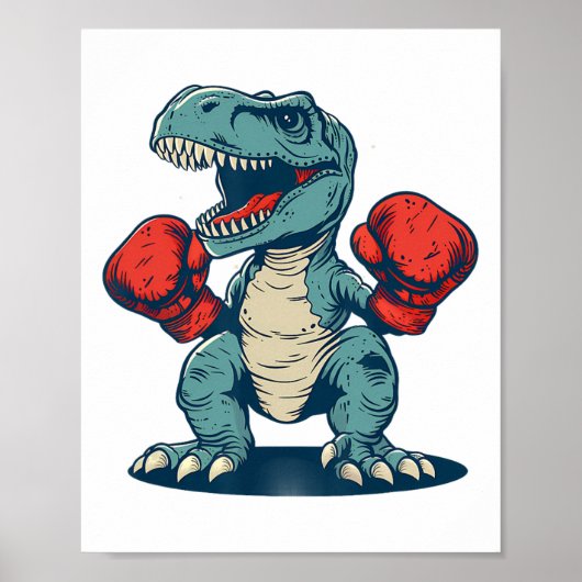 Boksen Dinosaur Boxer Dino Kickboksen T-rex Boksen Poster (Voorkant)