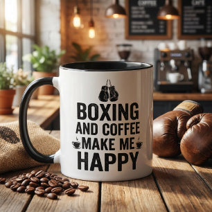 Boksen en koffie maken me gelukkig Funny Boxer Mok