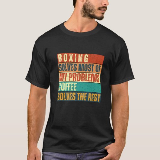 Boksen en koffie training Workout Fans T-shirt Fun (Voorkant)