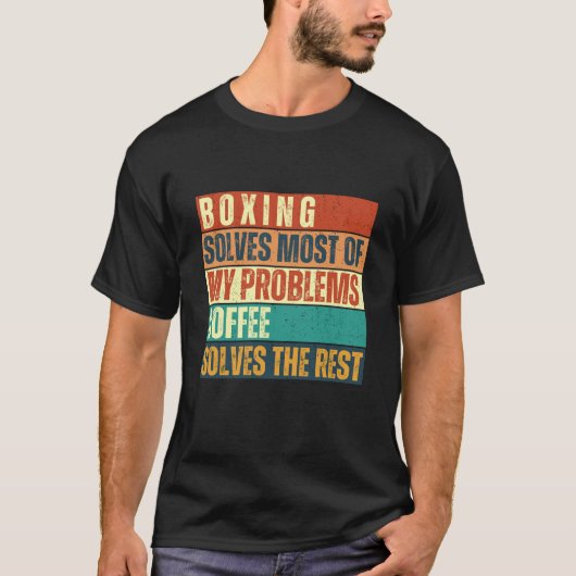 Boksen en koffie training Workout Fans T-shirt Fun (Voorkant)