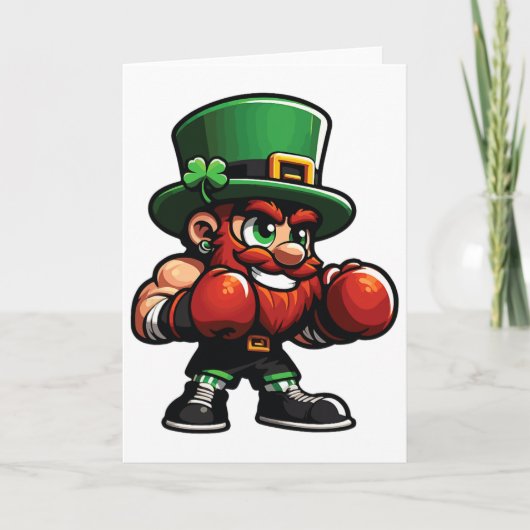 Boksen Funny St. Patrick Dag Gelukkig Iers Klavert Kaart (Voorkant)