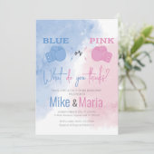 Boksen gender onthullen uitnodiging (Staand voorkant)