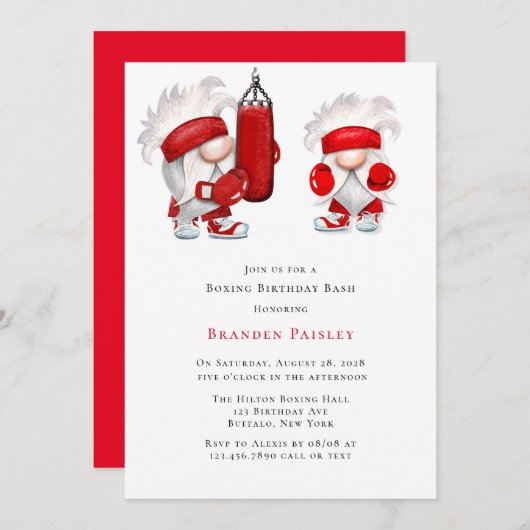 Boksen Gnomen Verjaardags Bash Kaart (Voorkant / Achterkant)