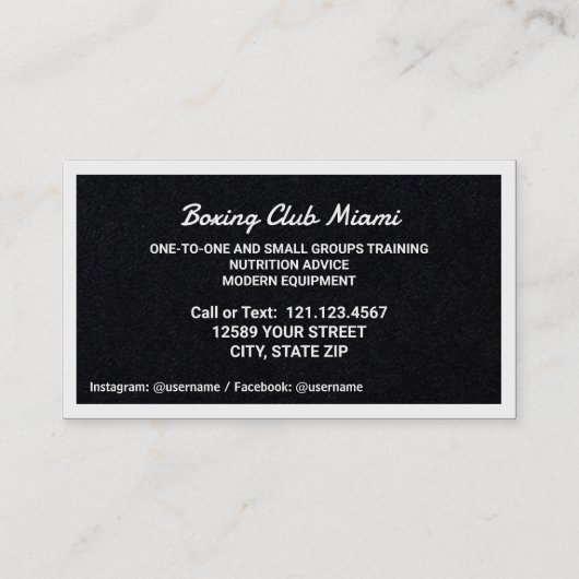 Boksen Gym Premium Visitekaartje (Achterkant)