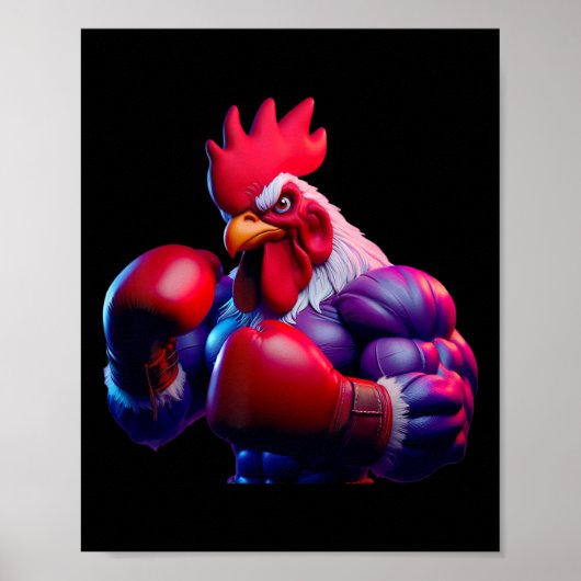 Boksen Haan Boxer Kickboxer MMA Fighter Combat Poster (Voorkant)