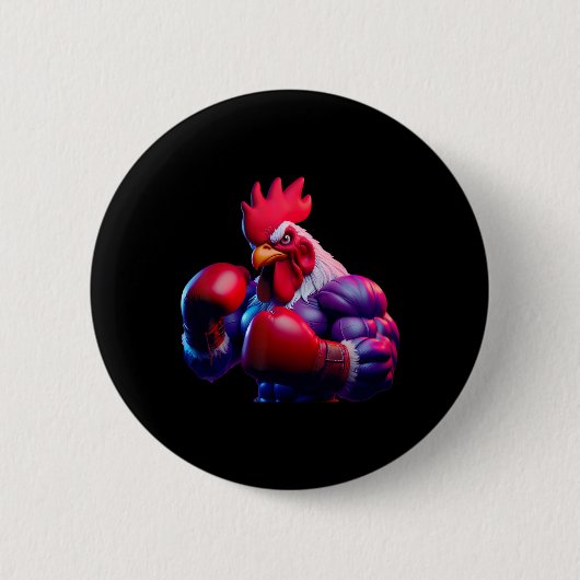 Boksen Haan Boxer Kickboxer MMA Fighter Combat Ronde Button 5,7 Cm (Voorkant)