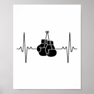 Boksen Heartbeat Line Punch Design Poster