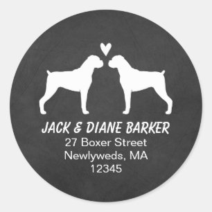 Boksen Honden Silhouetten Retouradres Ronde Sticker
