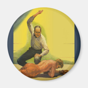 Boksen in de klassieke sportstijl, scheidsrechter  magneet