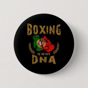 Boksen is in mijn D-N-A Portugal vlag bokshandscho Ronde Button 5,7 Cm