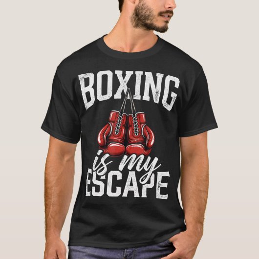 Boksen Is Mijn Ontsnapping Vintage T-shirt (Voorkant)